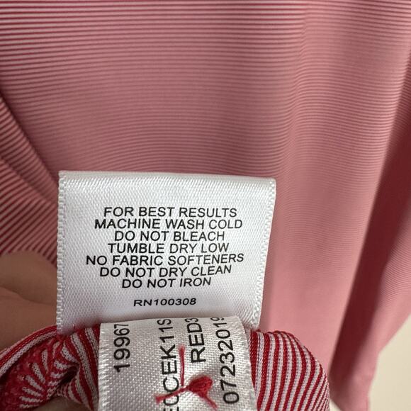 Peter Millar Summer Comfort Golf Polo Short Sleeve Collar Red Stripe Men XL Logo - Picture 11 of 12